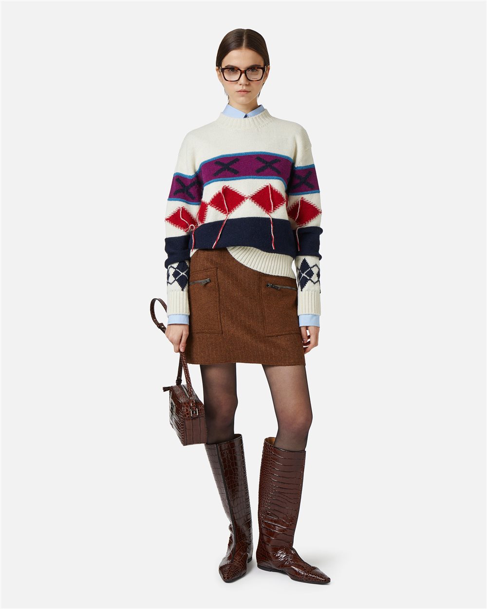 Crewneck sweater with diamond inlay - Iceberg - Official Website