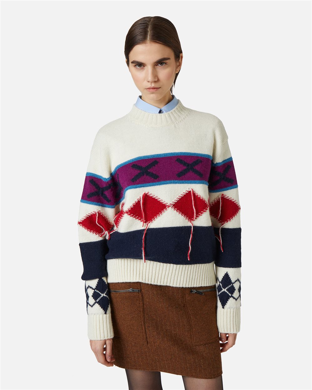 Crewneck sweater with diamond inlay - Iceberg - Official Website