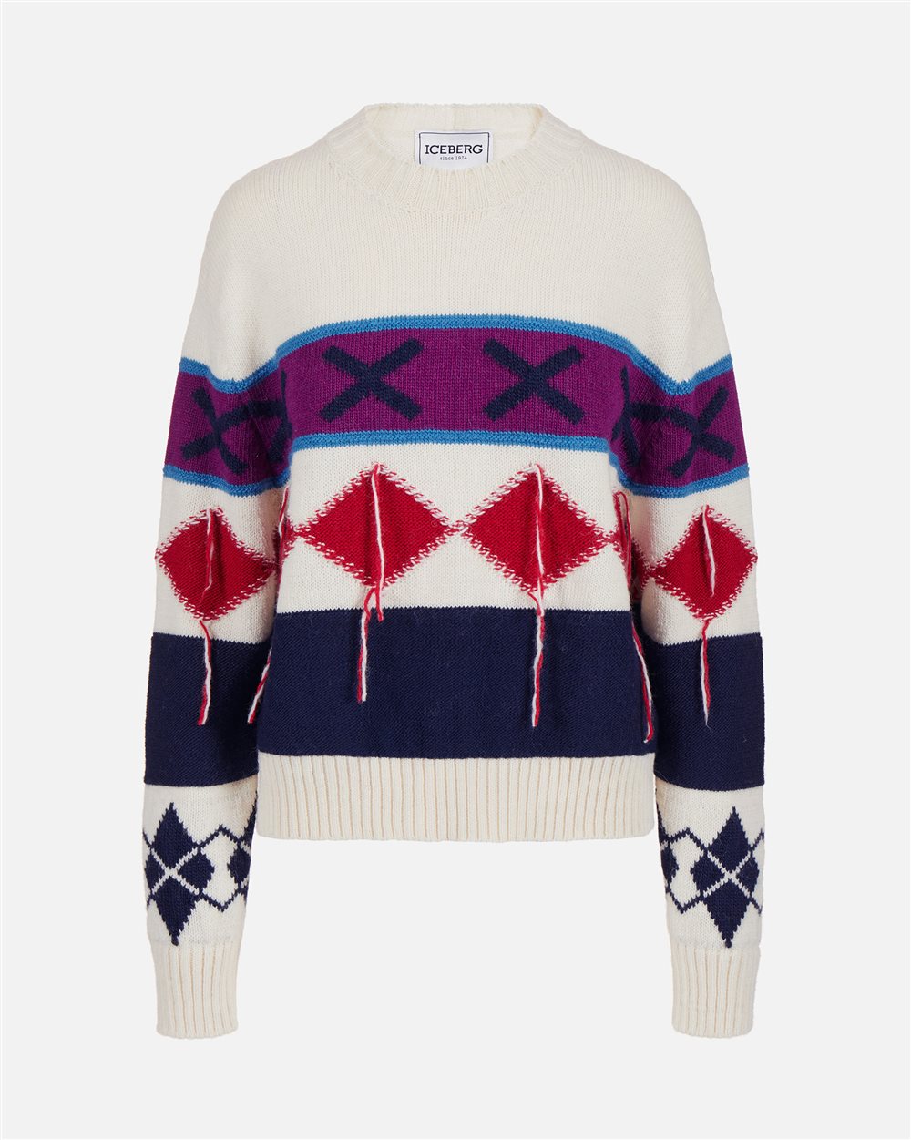 Crewneck sweater with diamond inlay - Iceberg - Official Website