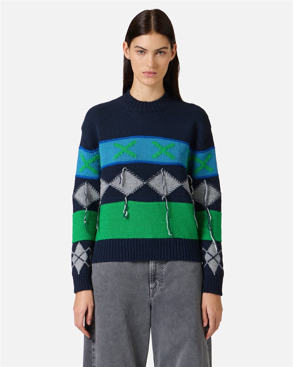 Crewneck sweater with diamond inlay - Iceberg - Official Website