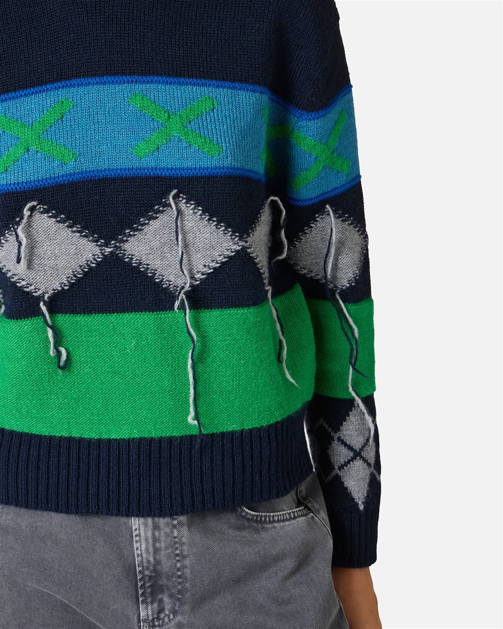Crewneck sweater with diamond inlay - Iceberg - Official Website