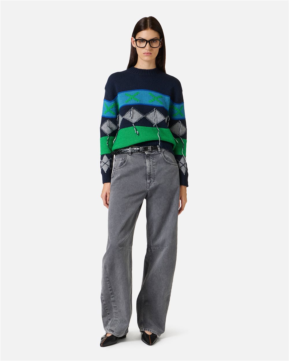 Crewneck sweater with diamond inlay - Iceberg - Official Website