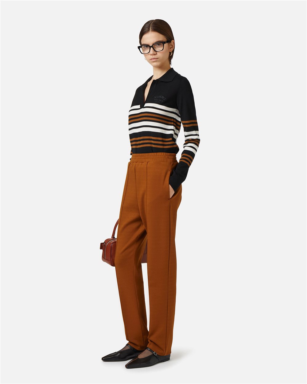 Hazelnut scuba trousers with Symbol logo on the back - Iceberg - Official Website