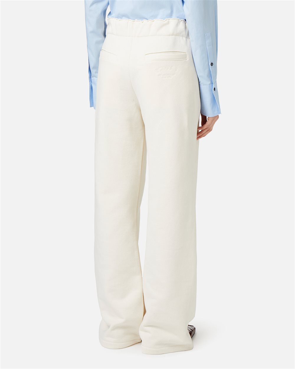 Pantalone wide fit color vaniglia in felpa di cotone - Iceberg - Official Website