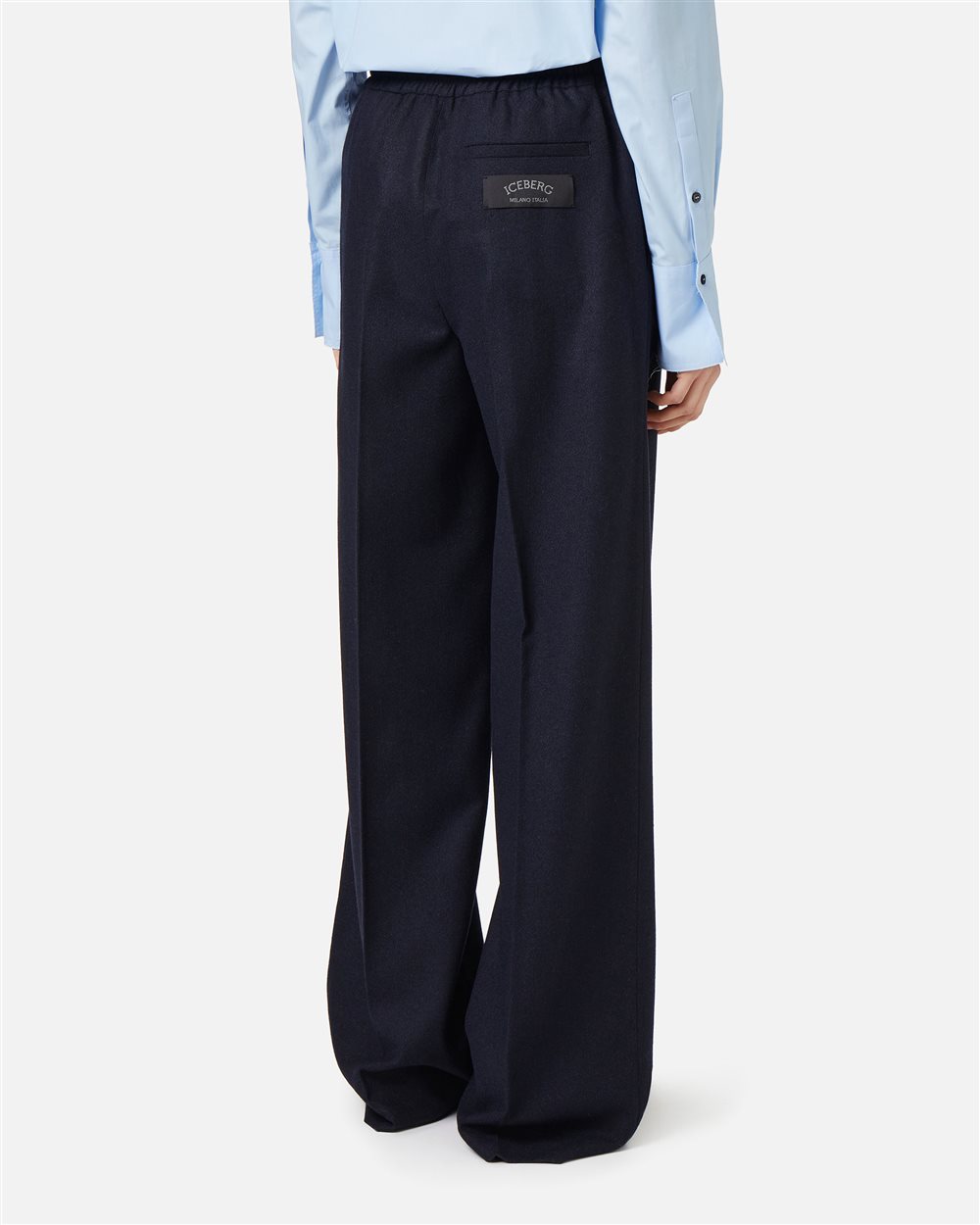 Jogger in lightweight bouclé blend of wool and technical silk - Iceberg - Official Website