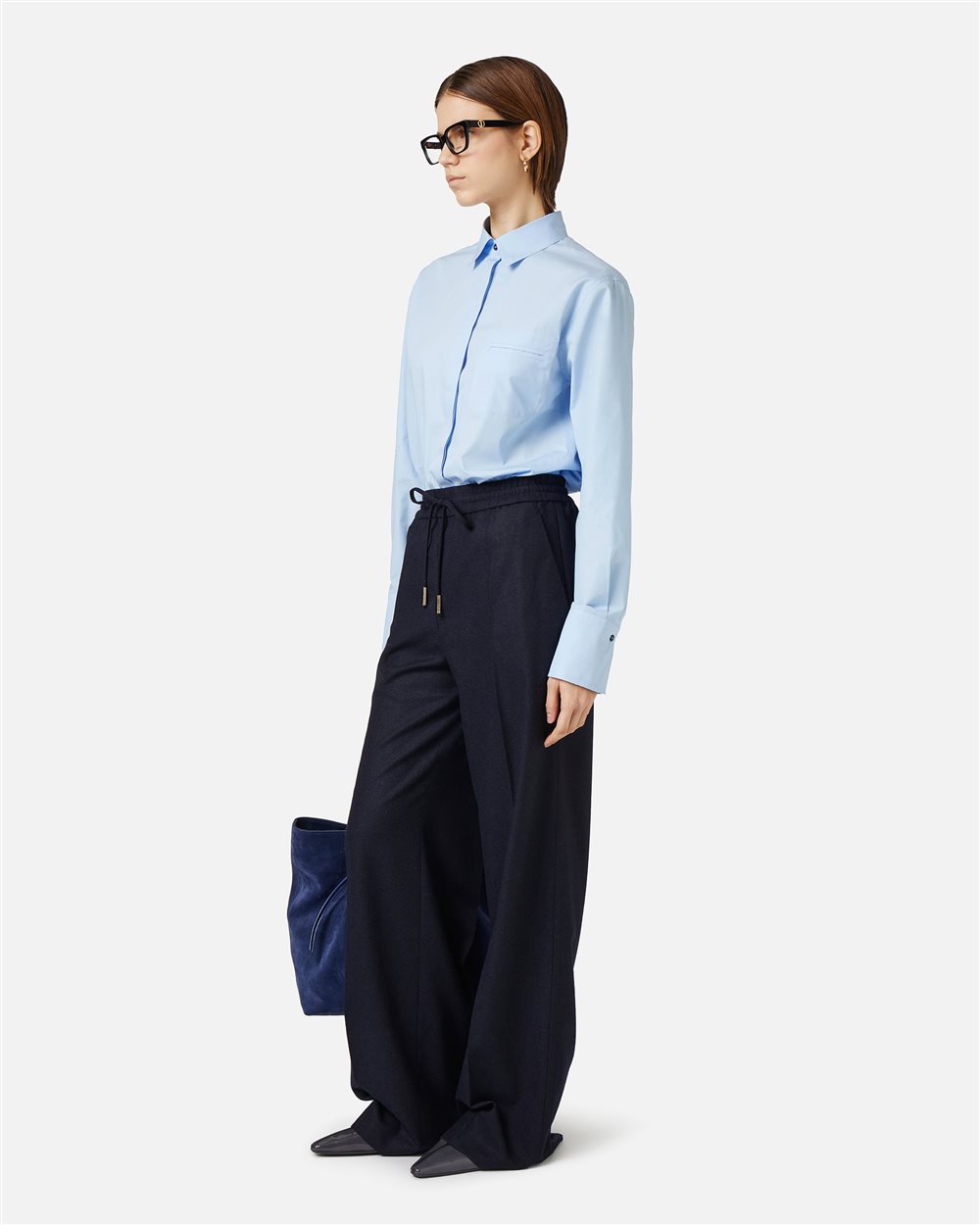 Jogger in lightweight bouclé blend of wool and technical silk - Iceberg - Official Website