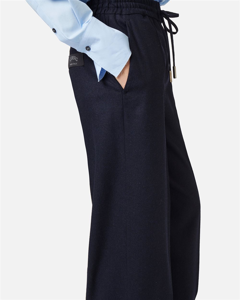 Jogger in lightweight bouclé blend of wool and technical silk - Iceberg - Official Website