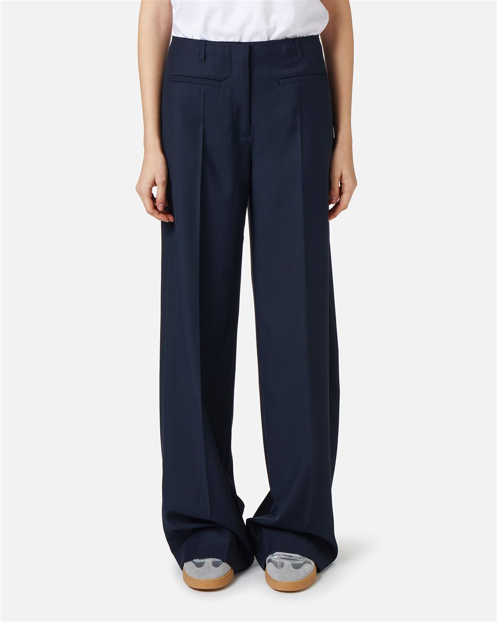 Blue comfort fit pinstripe trousers in technical viscose - Iceberg - Official Website