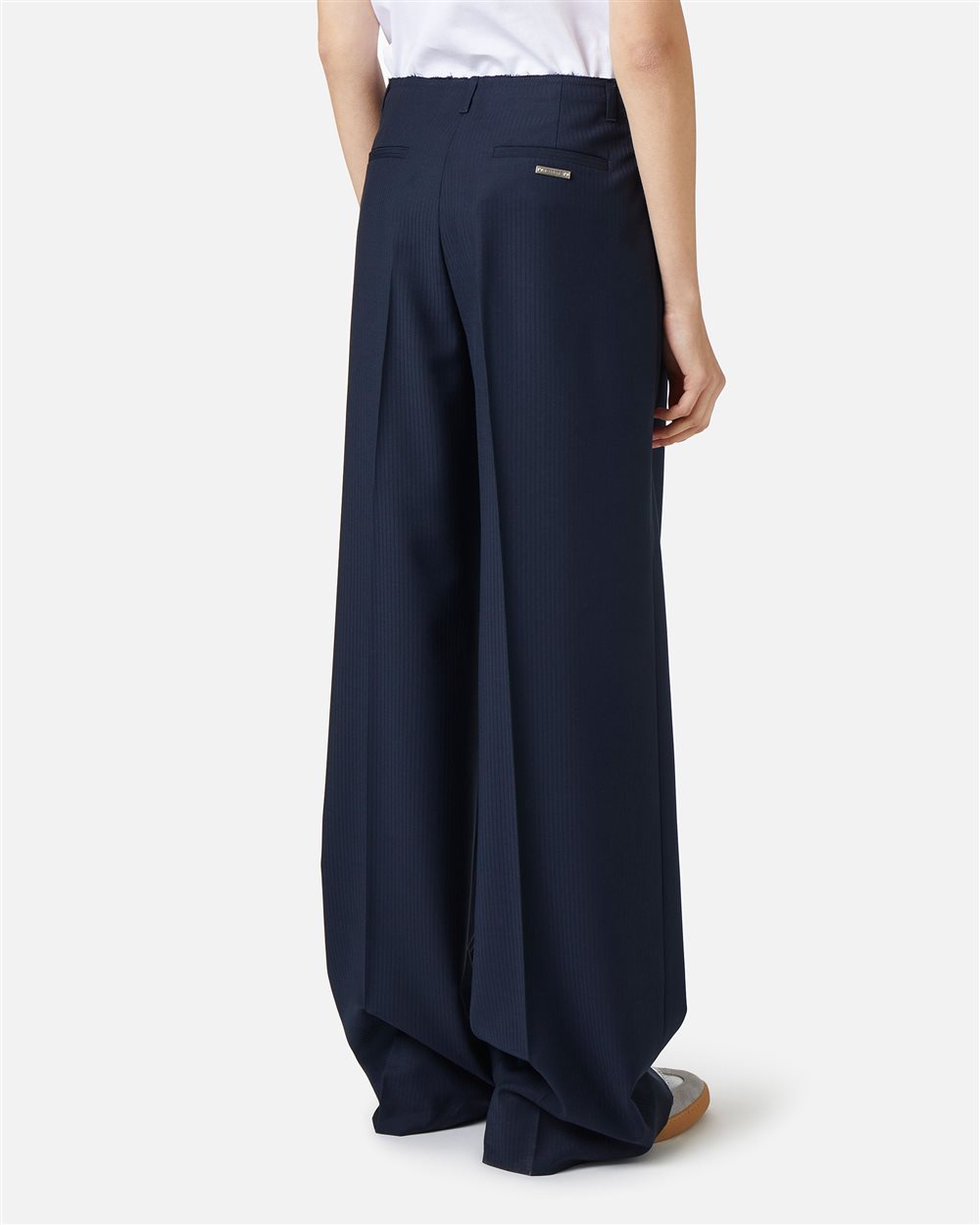 Blue comfort fit pinstripe trousers in technical viscose - Iceberg - Official Website