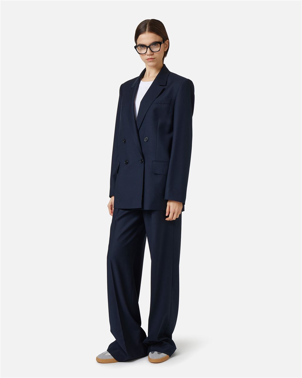 Blue comfort fit pinstripe trousers in technical viscose - Iceberg - Official Website