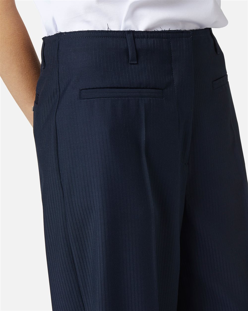 Blue comfort fit pinstripe trousers in technical viscose - Iceberg - Official Website