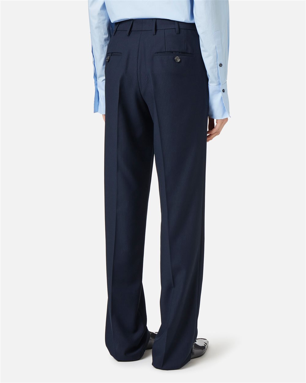 New fit blue pinstripe trousers in technical viscose - Iceberg - Official Website