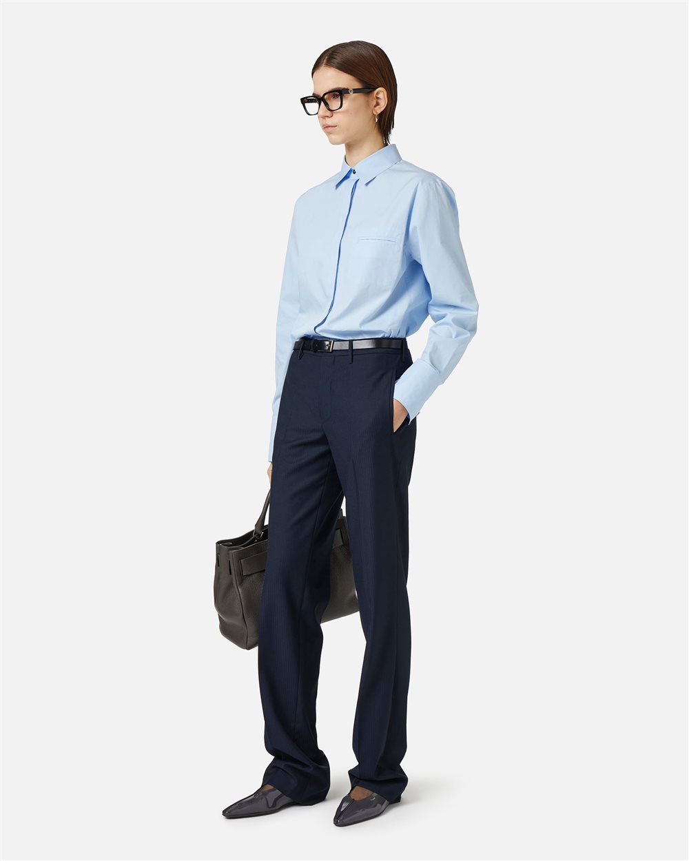 New fit blue pinstripe trousers in technical viscose - Iceberg - Official Website