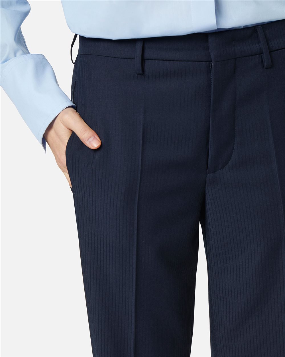 New fit blue pinstripe trousers in technical viscose - Iceberg - Official Website