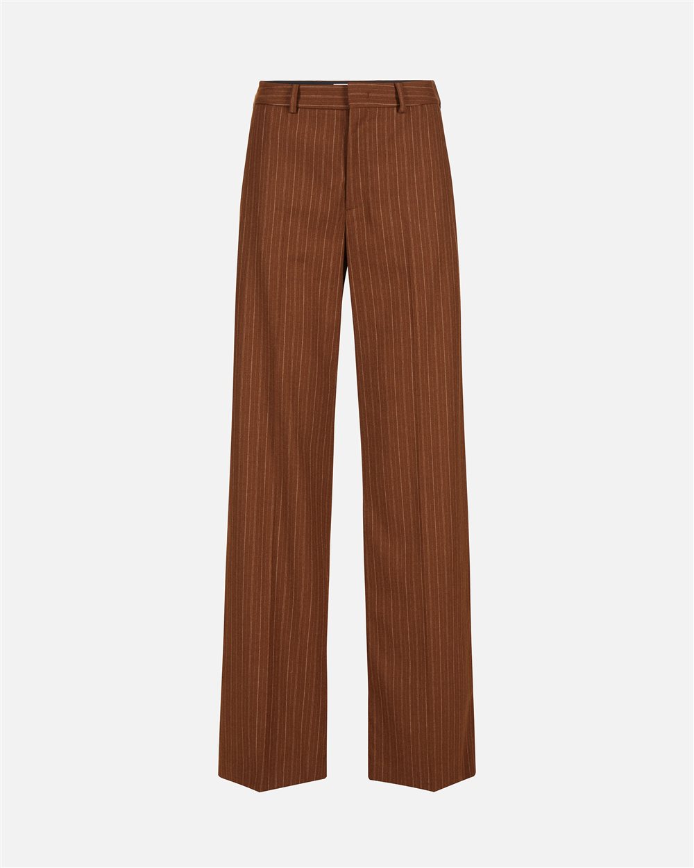 Comfort fit trousers with hazelnut bottom in wool-viscose pinstripe fabric - Iceberg - Official Website