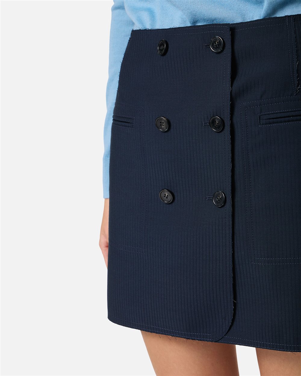 Reversible miniskirt in blue and grey pinstripe fabric - Iceberg - Official Website