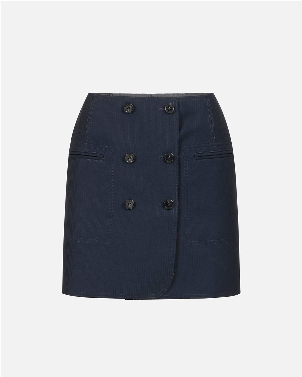 Reversible miniskirt in blue and grey pinstripe fabric - Iceberg - Official Website