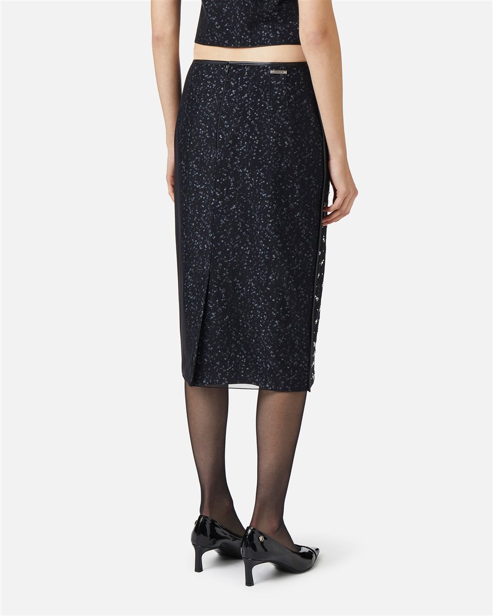 Regular fit pencil skirt with print on black and grey background - Iceberg - Official Website