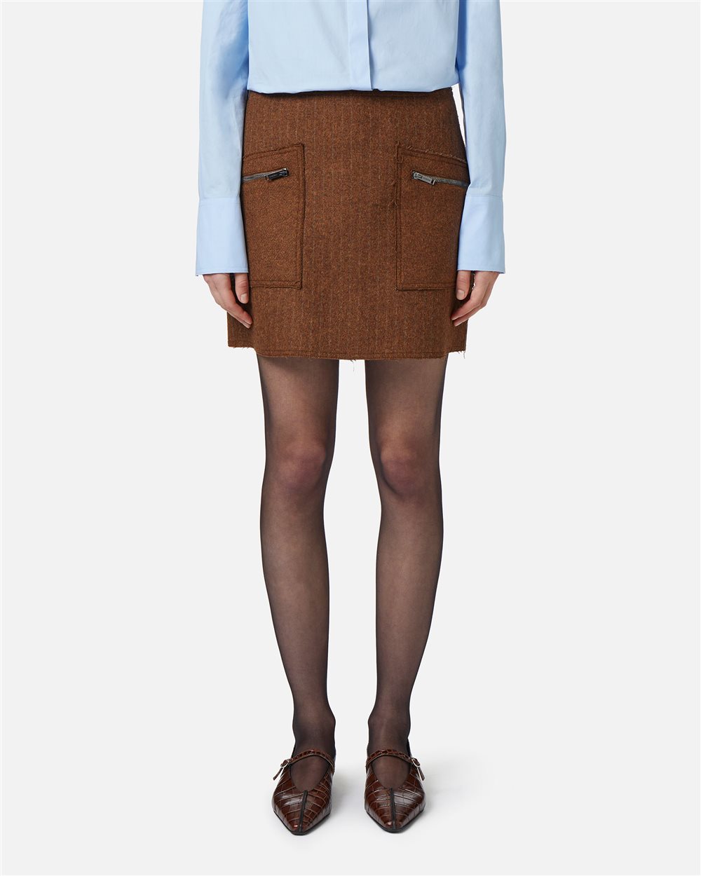 Mini skirt in double pinstriped cloth with contrasting details - Iceberg - Official Website