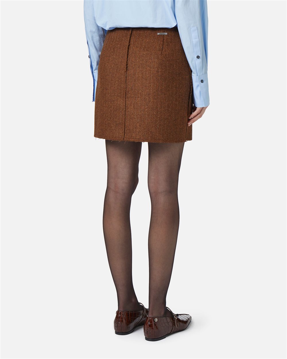 Mini skirt in double pinstriped cloth with contrasting details - Iceberg - Official Website