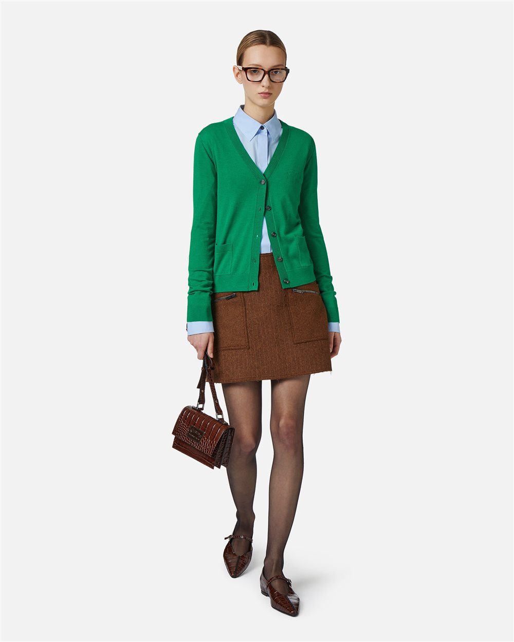 Mini skirt in double pinstriped cloth with contrasting details - Iceberg - Official Website