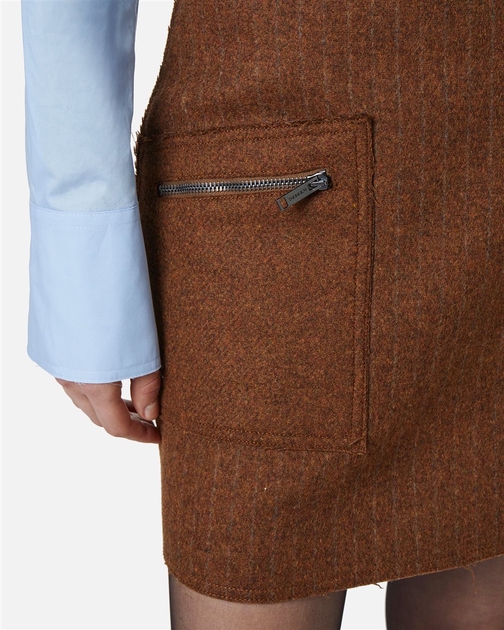 Mini skirt in double pinstriped cloth with contrasting details - Iceberg - Official Website