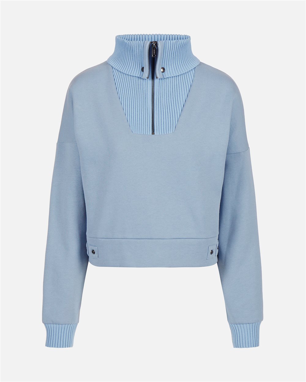 Cropped sweatshirt in sustainable brushed fabric with maxi knitted collar - Iceberg - Official Website