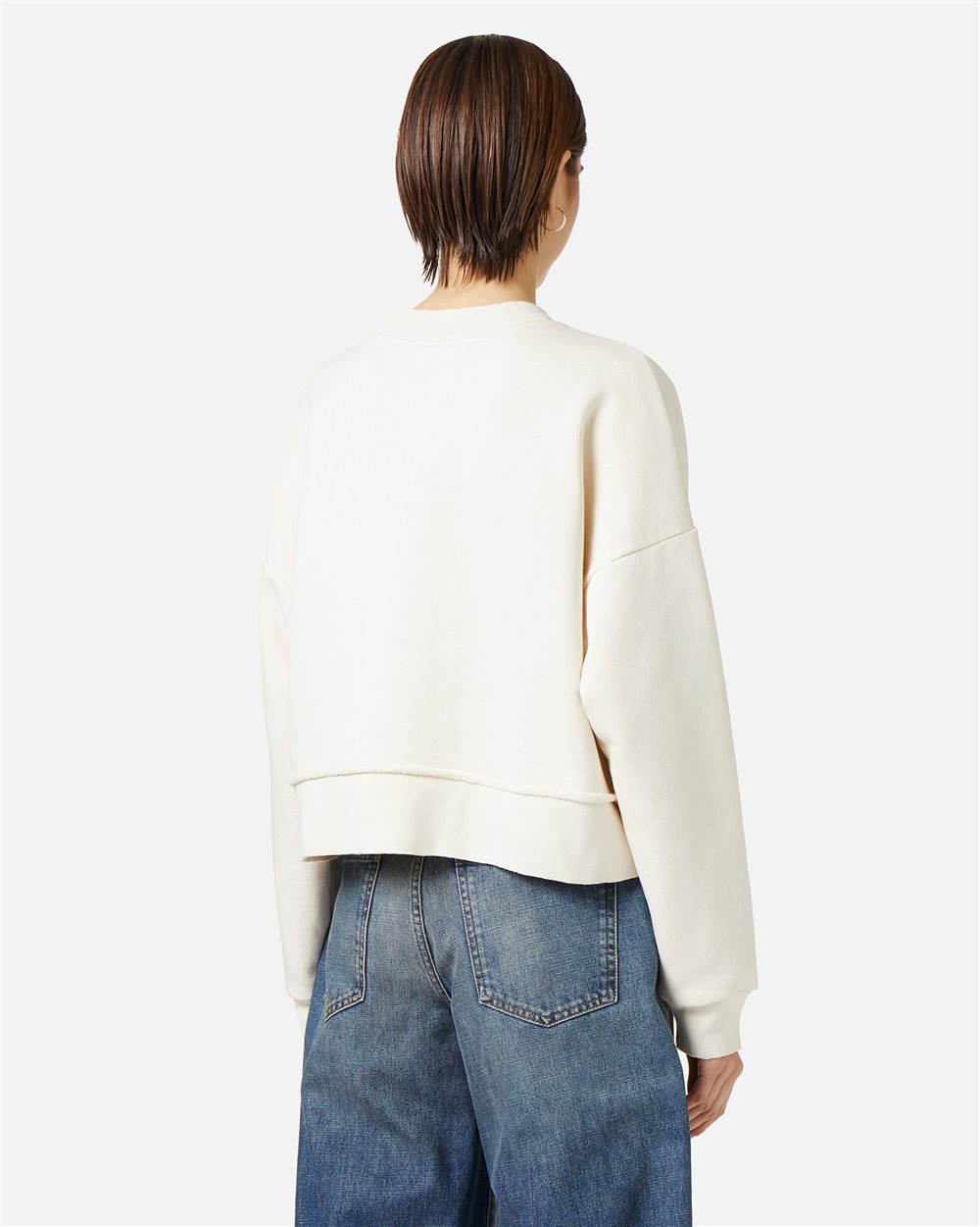 Vanilla Crewneck Sweatshirt in Cotton with Front Embroidery - Iceberg - Official Website