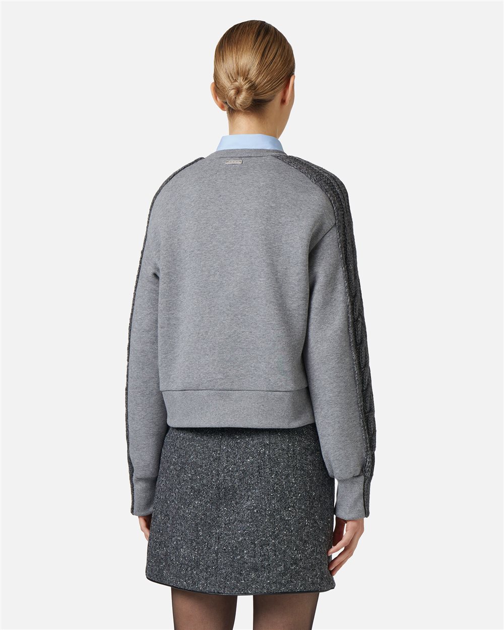 Fashion fit sweatshirt in cotton brushed fleece with braid detail - Iceberg - Official Website