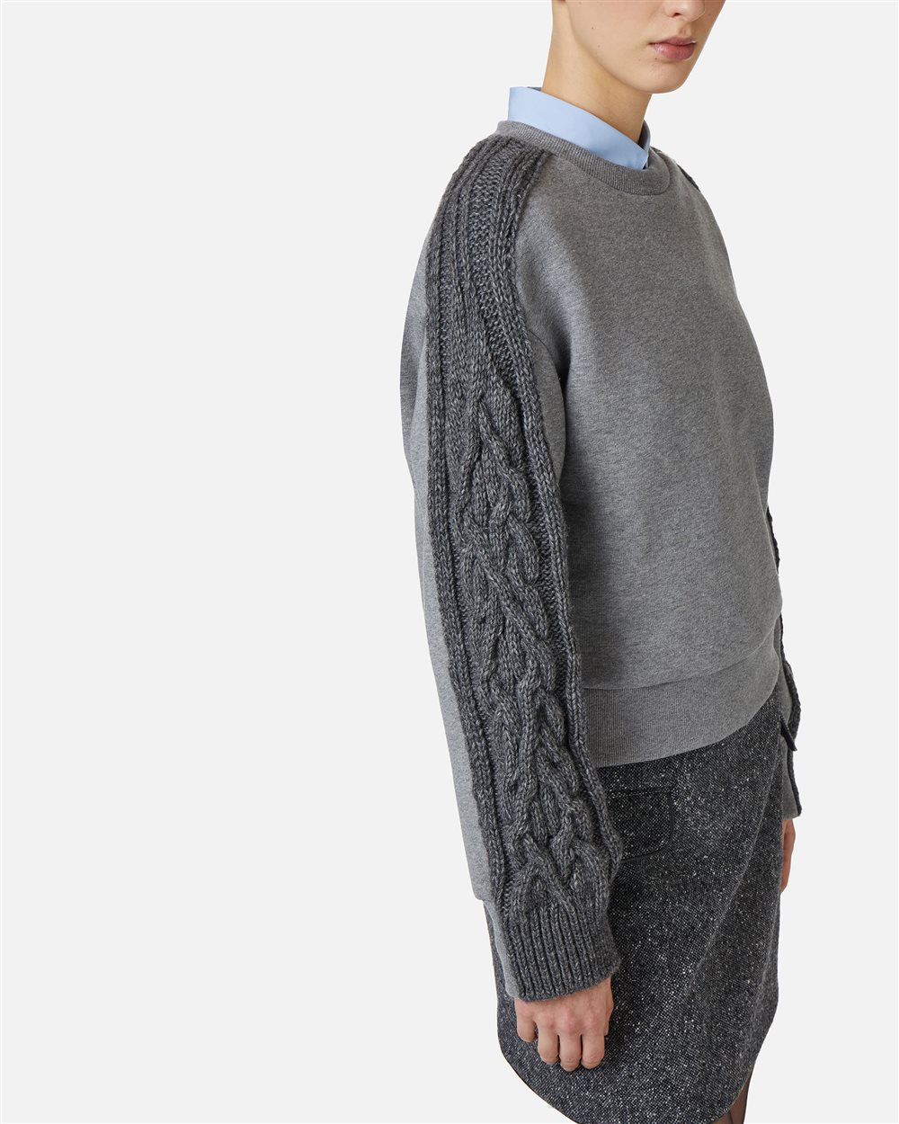 Fashion fit sweatshirt in cotton brushed fleece with braid detail - Iceberg - Official Website