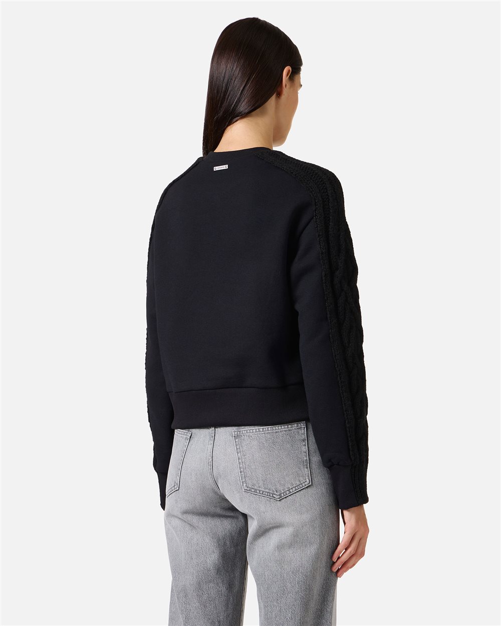 Fashion fit sweatshirt in cotton brushed fleece with braid detail - Iceberg - Official Website