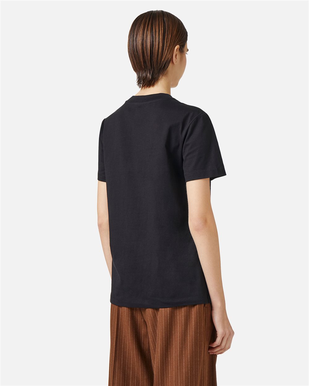 Regular fit black cotton jersey T-shirt with tone-on-tone embroidery - Iceberg - Official Website