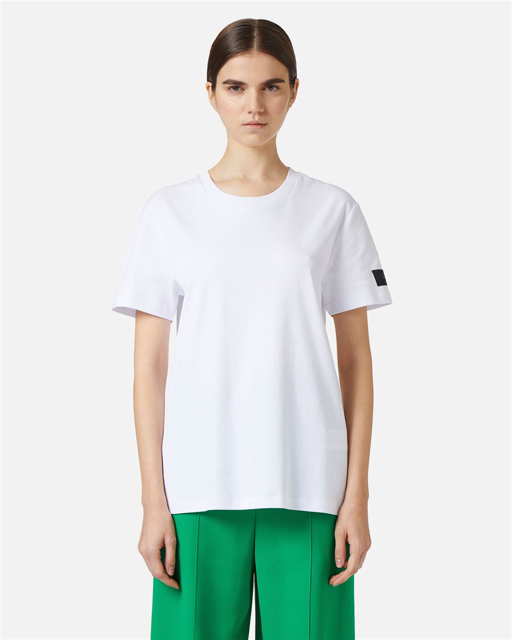 Optical white T-shirt with tailored label on the sleeve - Iceberg - Official Website