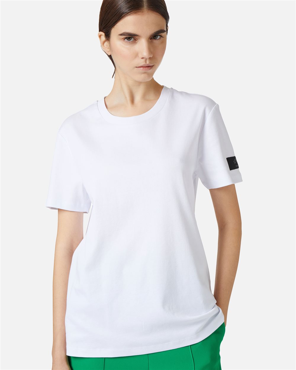 Optical white T-shirt with tailored label on the sleeve - Iceberg - Official Website