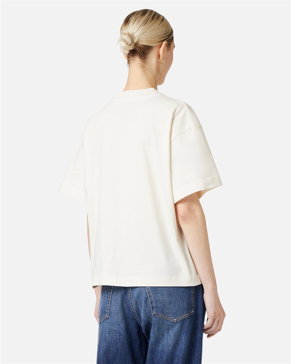 Vanilla boxy fit T-shirt in fixed jersey with embroidered Iceberg logo - Iceberg - Official Website