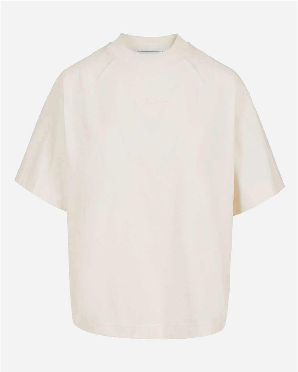 Vanilla boxy fit T-shirt in fixed jersey with embroidered Iceberg logo - Iceberg - Official Website