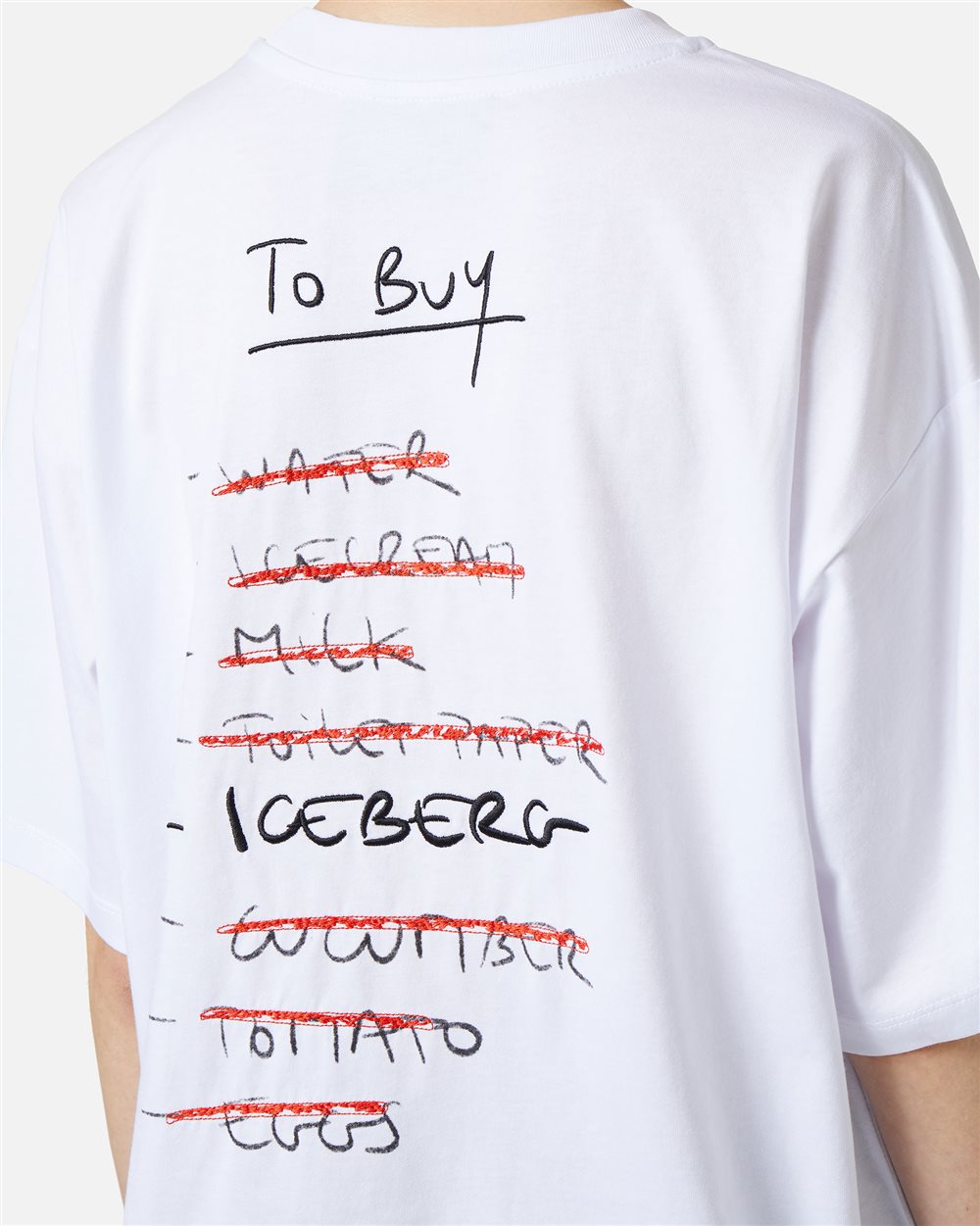 Relaxed fit optical white cotton jersey T-shirt with front and back graphics - Iceberg - Official Website
