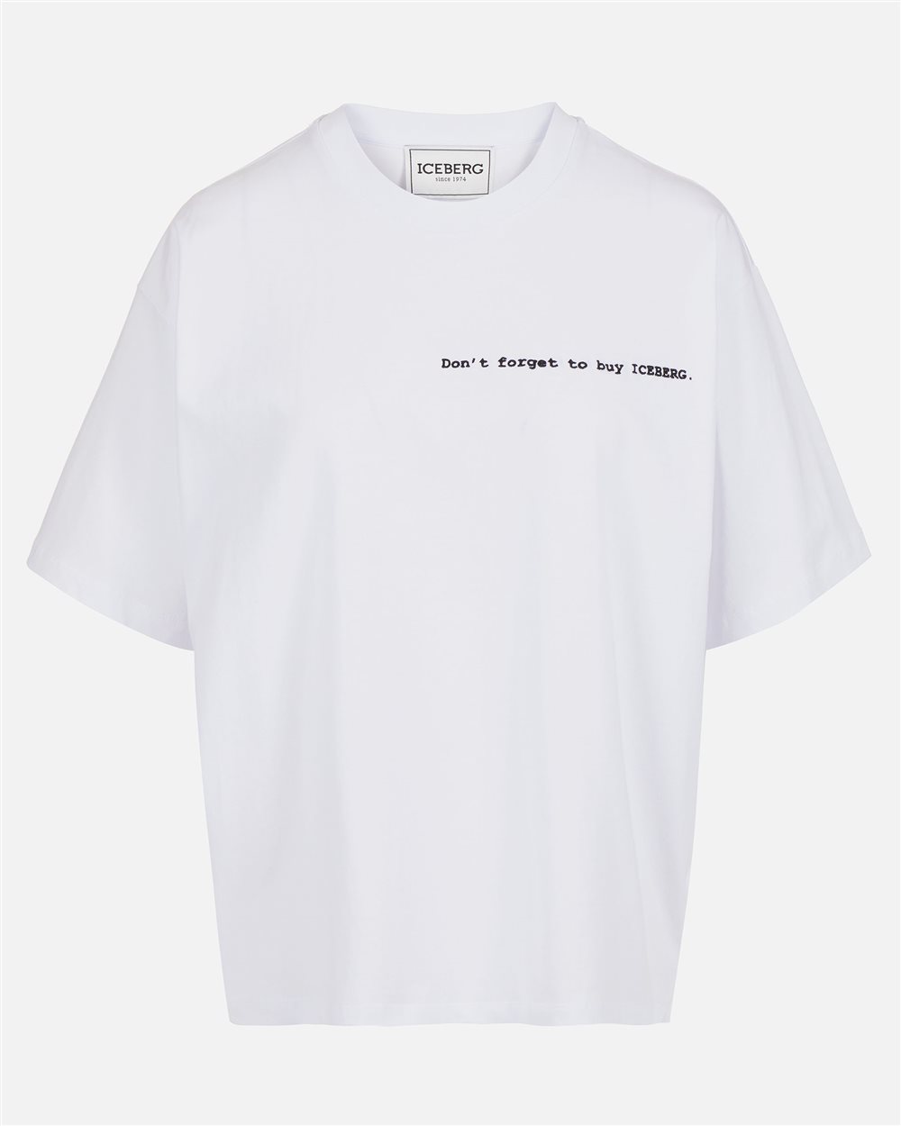 Relaxed fit optical white cotton jersey T-shirt with front and back graphics - Iceberg - Official Website