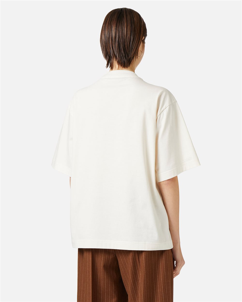 Vanilla-colored relaxed-fit T-shirt in fixed jersey with Snoopy applique - Iceberg - Official Website