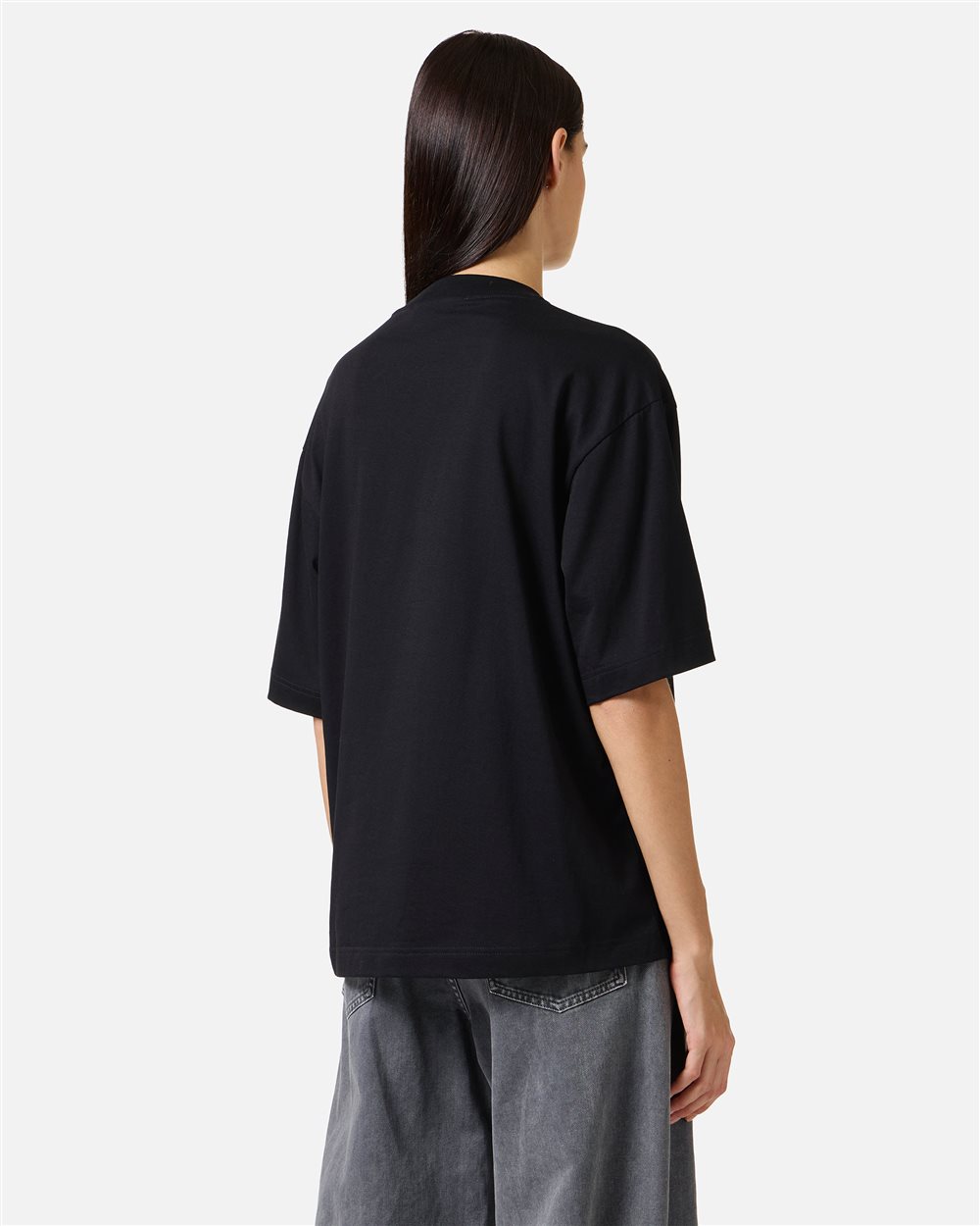 Black relaxed fit T-shirt in fixed jersey with Snoopy applique - Iceberg - Official Website