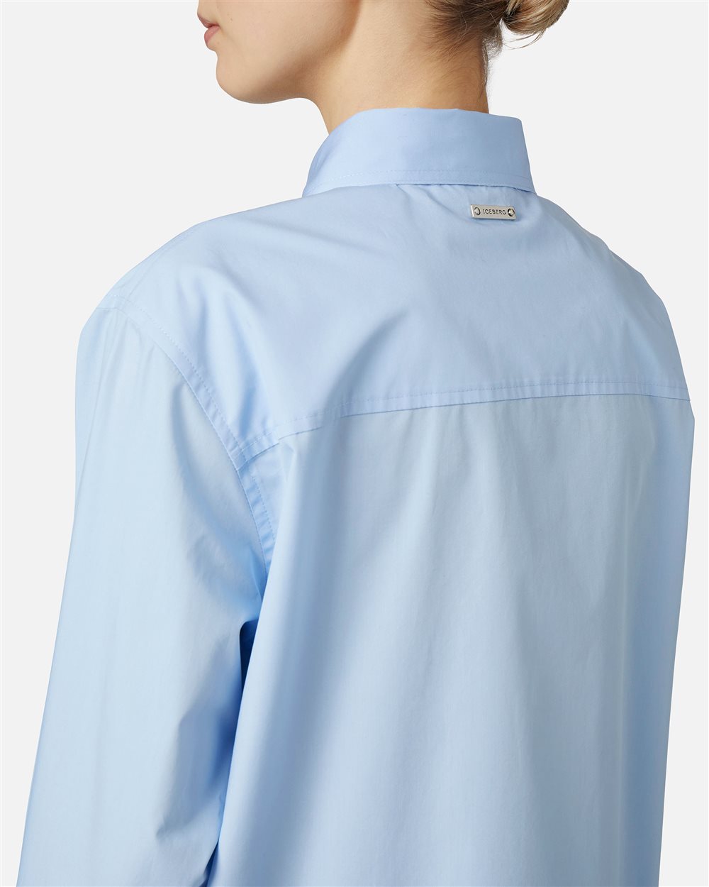 Camicia regular fit in popeline con tasca a doppio filetto - Iceberg - Official Website