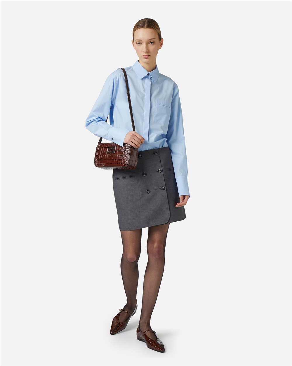 Camicia regular fit in popeline con tasca a doppio filetto - Iceberg - Official Website