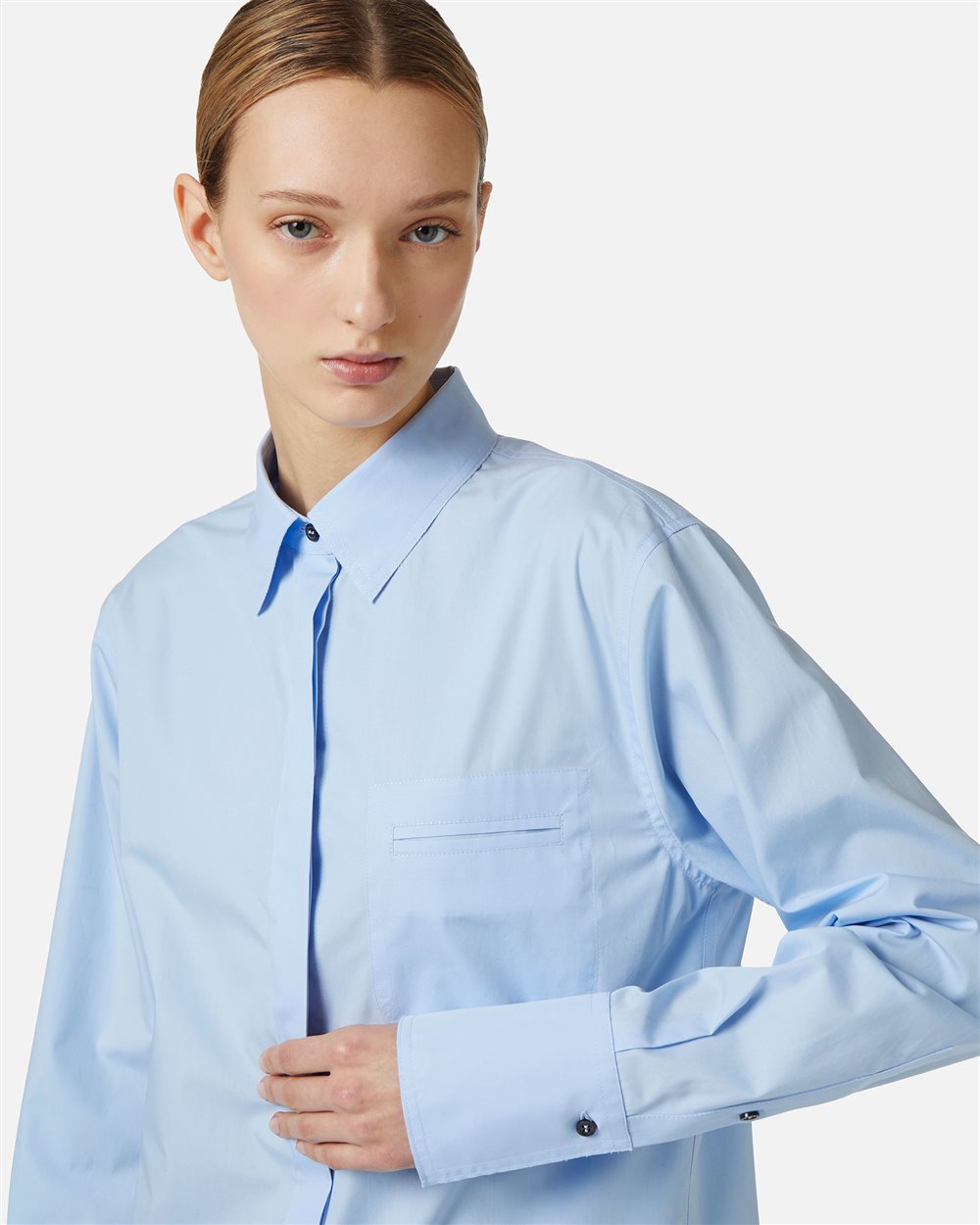 Camicia regular fit in popeline con tasca a doppio filetto - Iceberg - Official Website