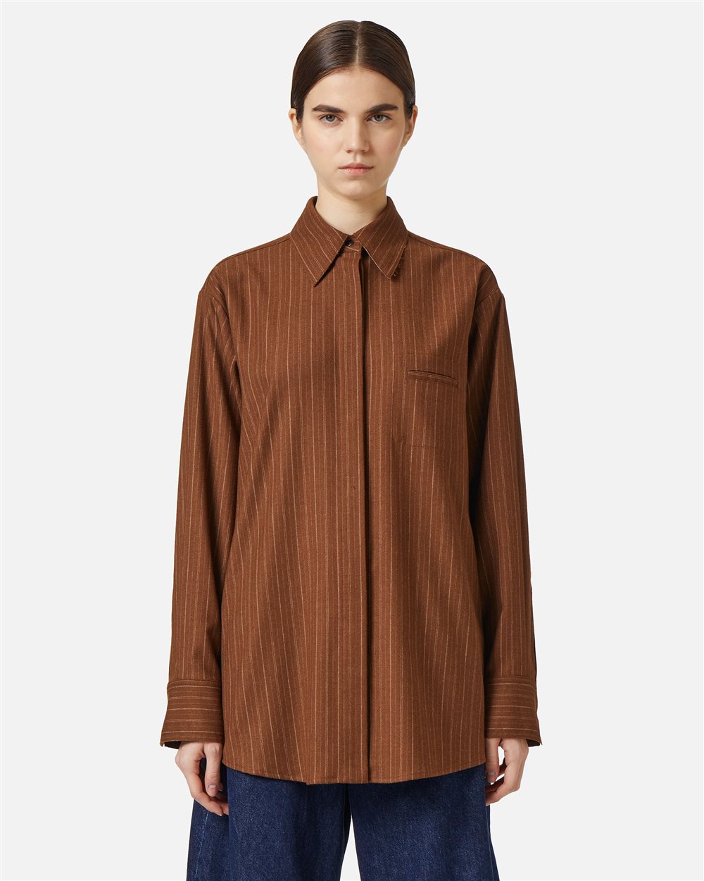 Comfort fit shirt with black and grey background print in eco-true viscose with sash - Iceberg - Official Website