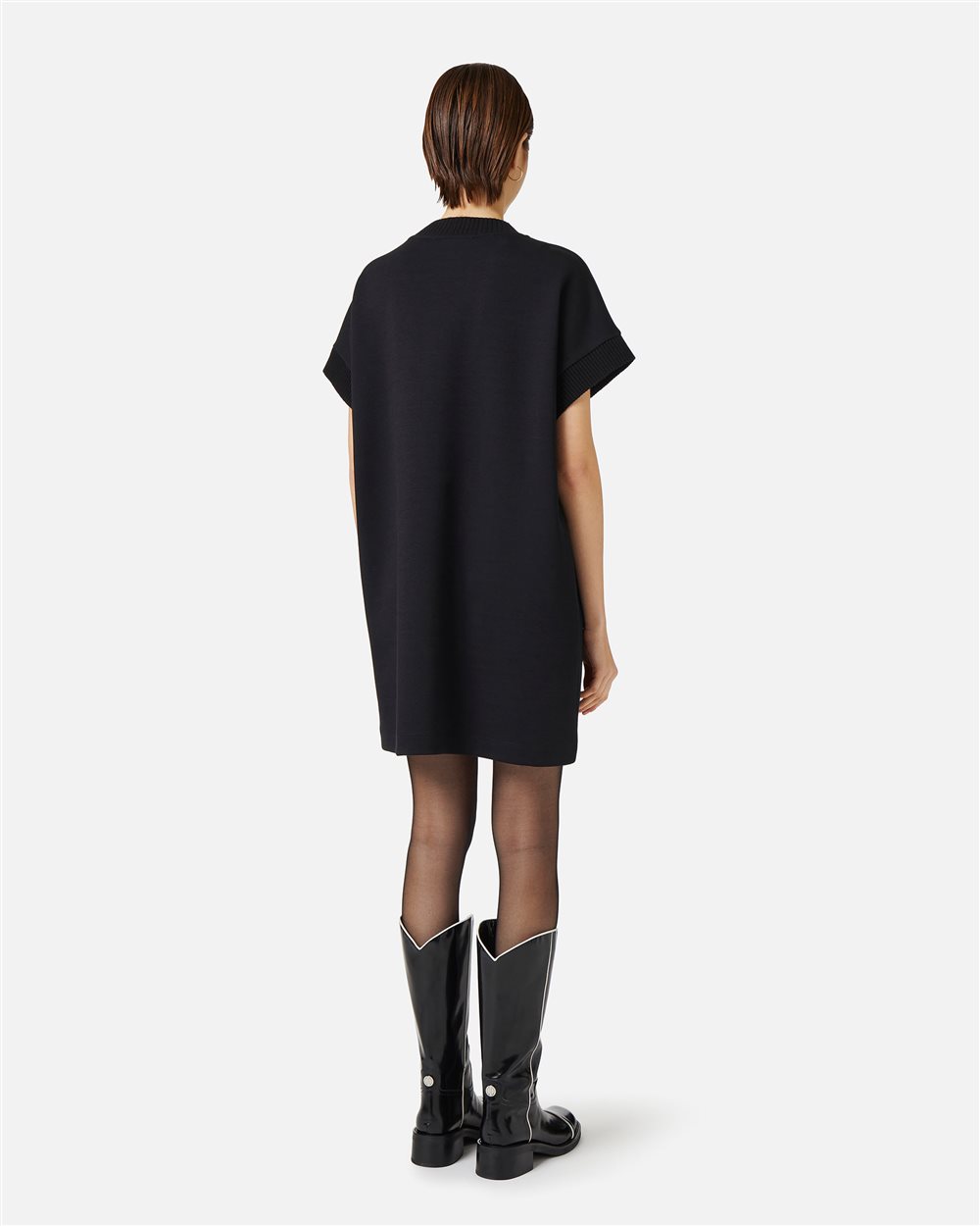 Black dress with V-neck and embossed Iceberg logo - Iceberg - Official Website