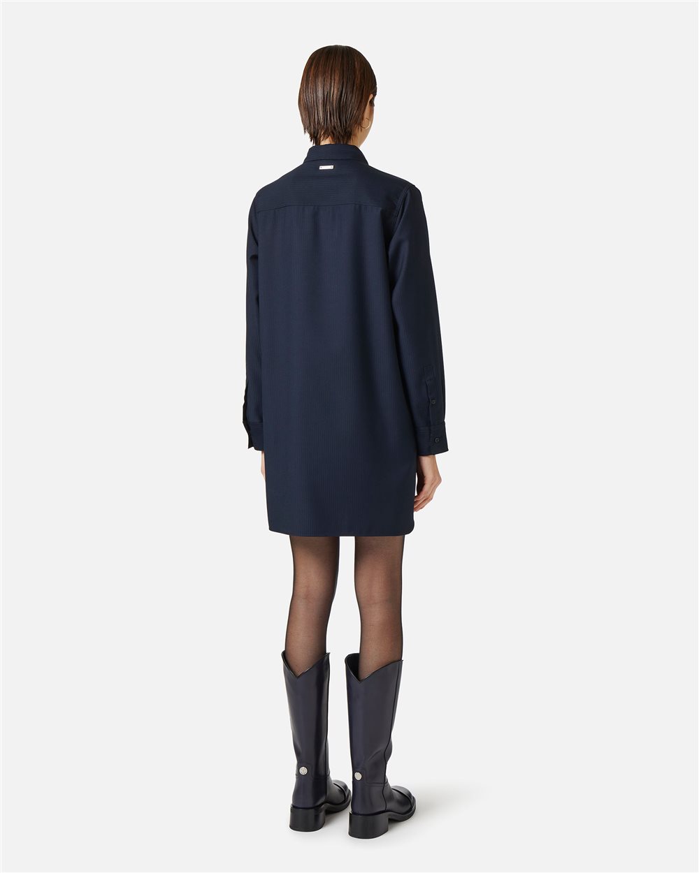 Blue shirt dress in tonal pinstripe with flap pockets - Iceberg - Official Website