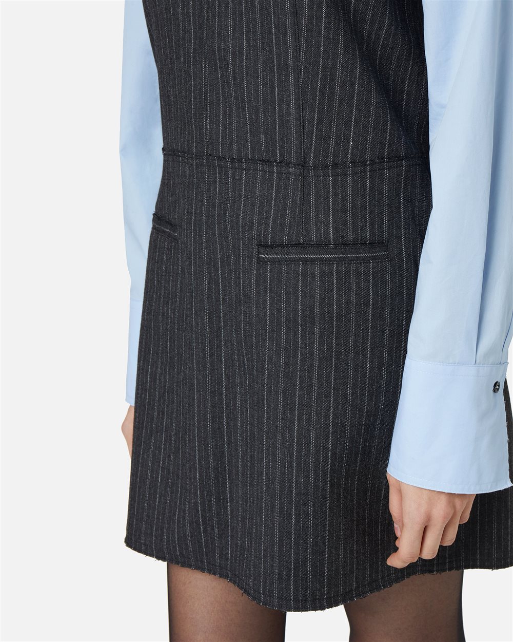 Light and dark grey riche regular fit sleeveless dress in wool and technical viscose blend - Iceberg - Official Website