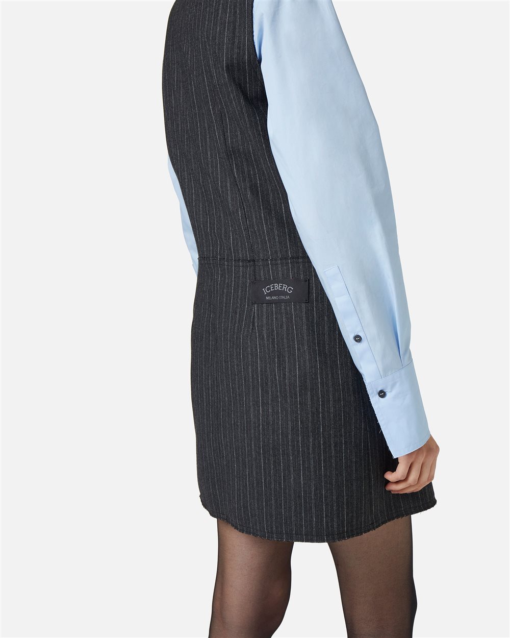 Light and dark grey riche regular fit sleeveless dress in wool and technical viscose blend - Iceberg - Official Website