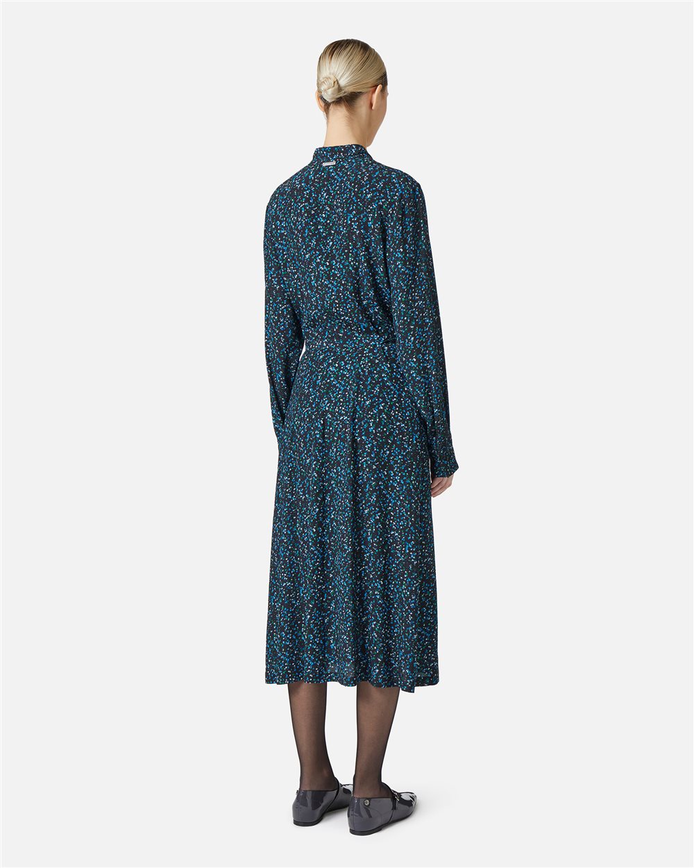 New shape dress with black and green background print in eco-true viscose - Iceberg - Official Website