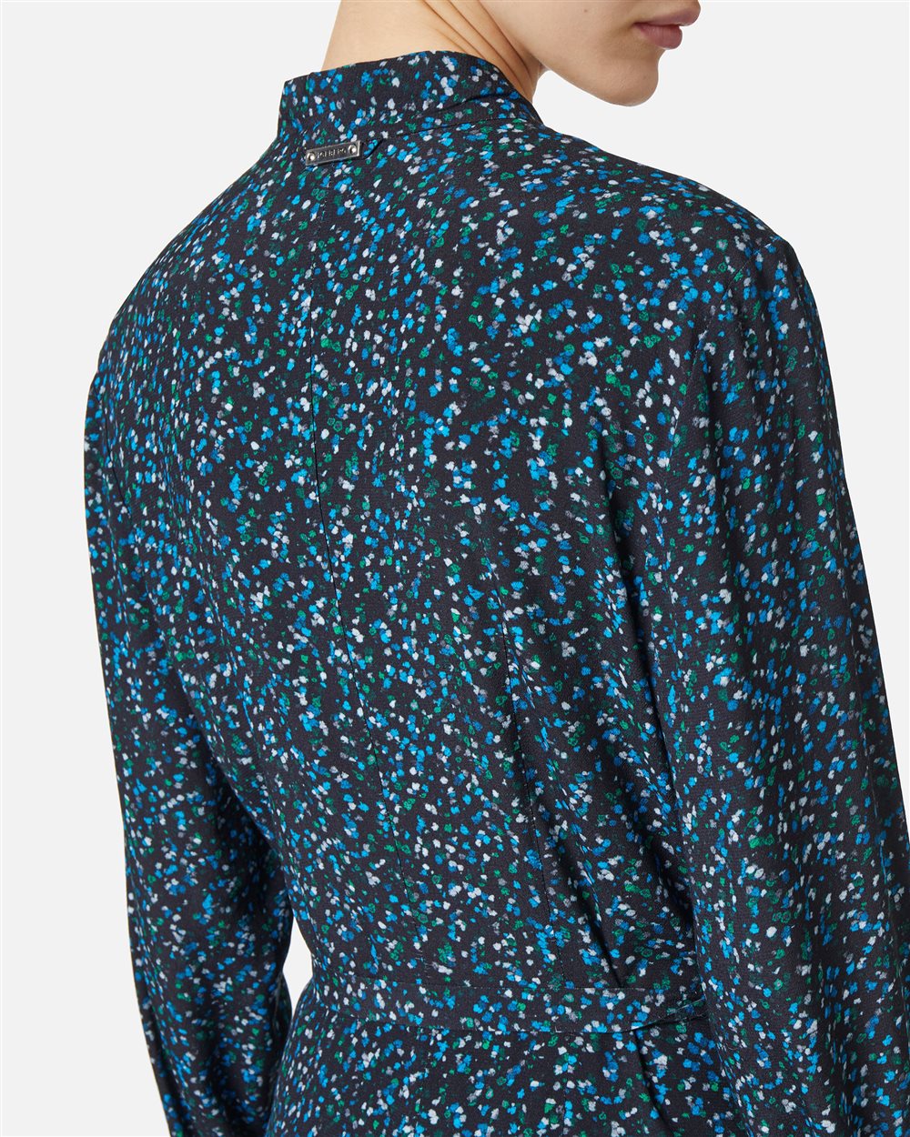 New shape dress with black and green background print in eco-true viscose - Iceberg - Official Website